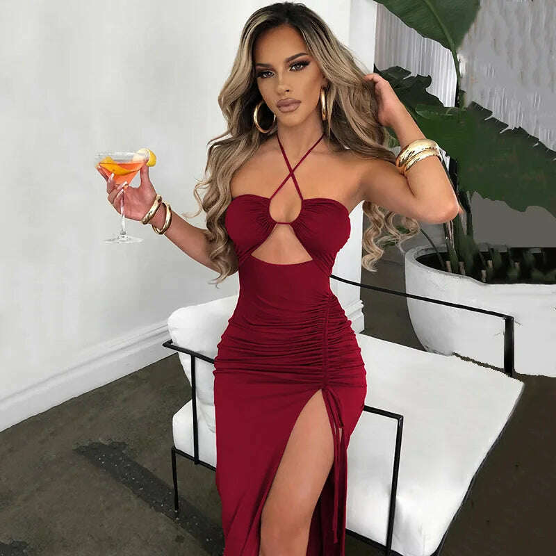 Sleeveless Sexy Female Midi Backless Dresses Slim Night Club Party Women's Dress Bodycon Vestidos Elegantes Para Mujer - KIMLUD