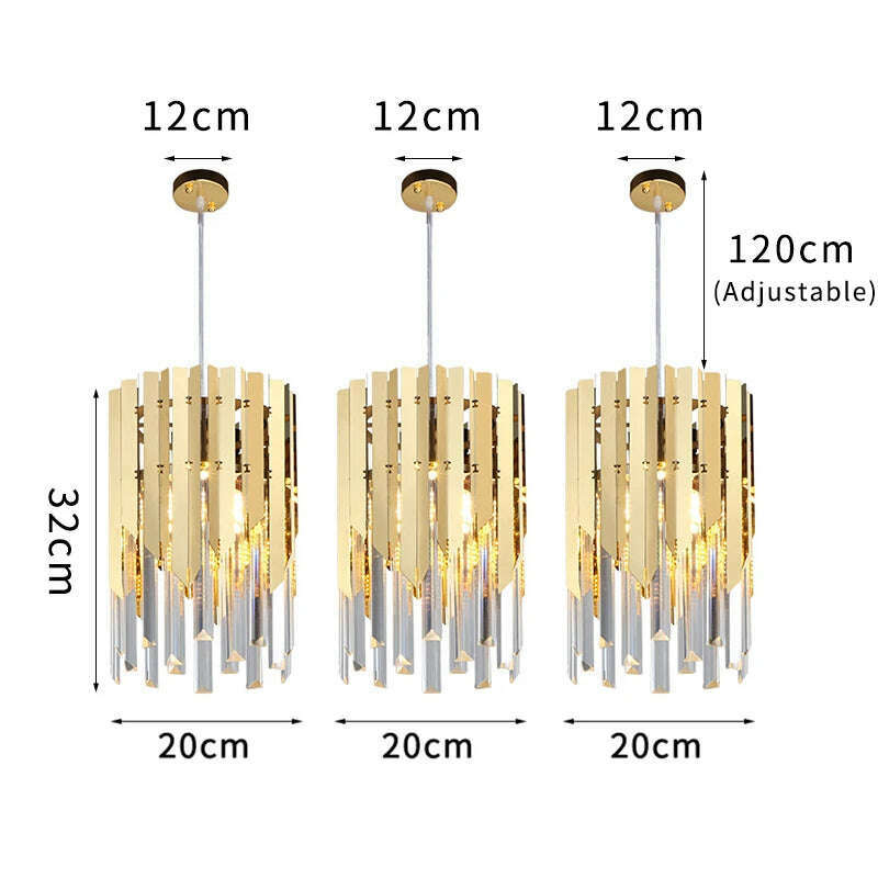 KIMLUD, Small Round Gold k9 Crystal Modern Led Chandelier for Living Room Kitchen Dining Room Bedroom Bedside Luxury Indoor Lighting, 3pcs dia 20cm gold / CHINA / NOT dimmable|warm light (3000K), KIMLUD APPAREL - Womens Clothes