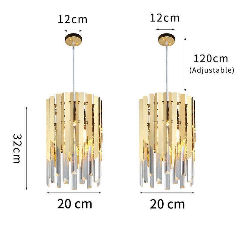 KIMLUD, Small Round Gold k9 Crystal Modern Led Chandelier for Living Room Kitchen Dining Room Bedroom Bedside Luxury Indoor Lighting, 2pcs dia 20cm gold / CHINA / NOT dimmable|warm light (3000K), KIMLUD APPAREL - Womens Clothes