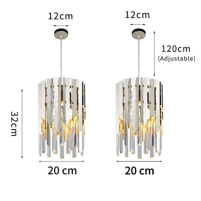 KIMLUD, Small Round Gold k9 Crystal Modern Led Chandelier for Living Room Kitchen Dining Room Bedroom Bedside Luxury Indoor Lighting, 2pcs dia 20cm silver / CHINA / NOT dimmable|warm light (3000K), KIMLUD APPAREL - Womens Clothes