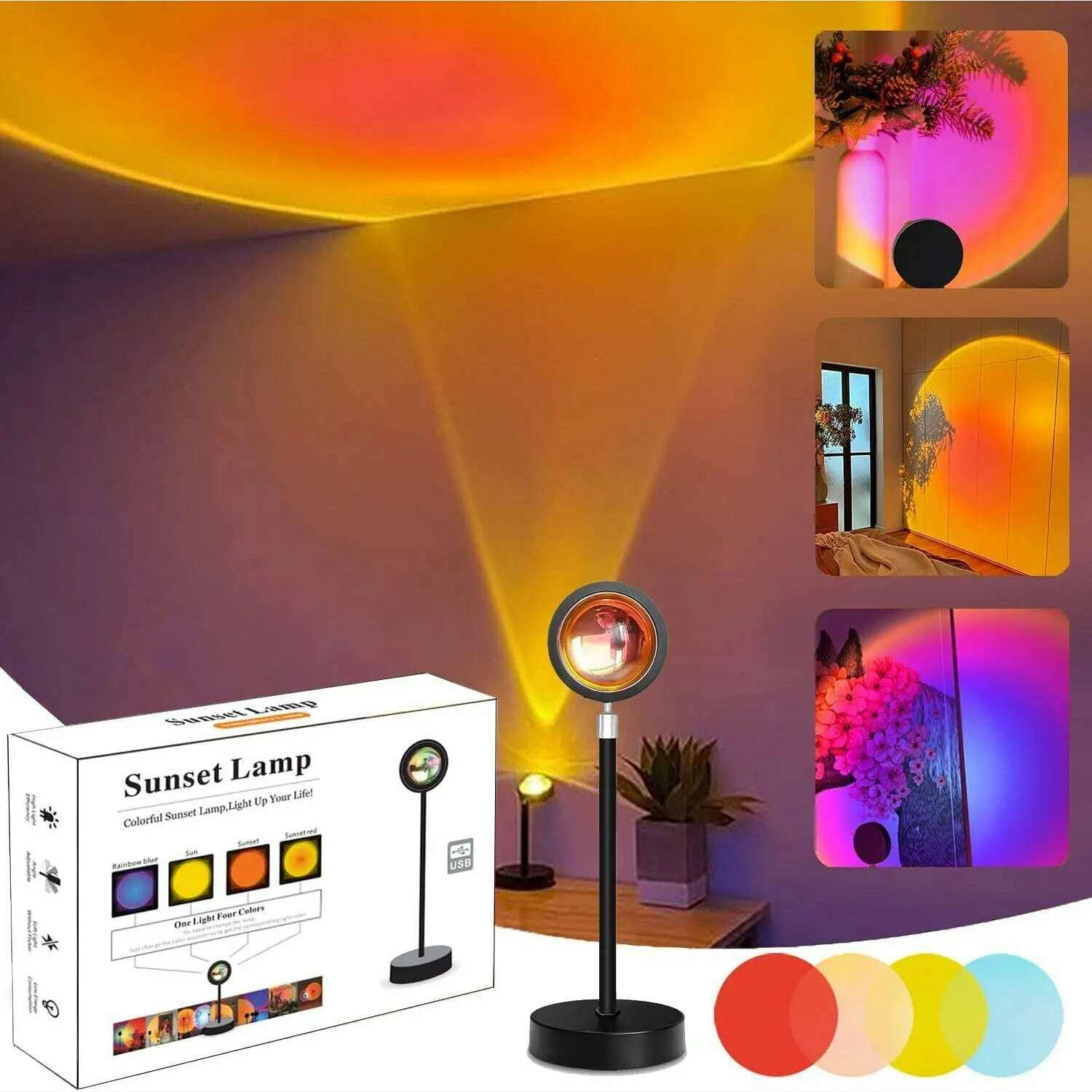 Smart Bluetooth Night Light Rainbow Sunset Projector Lamp for Home Coffe shop Background Wall Decoration Atmosphere Table Lamp - KIMLUD