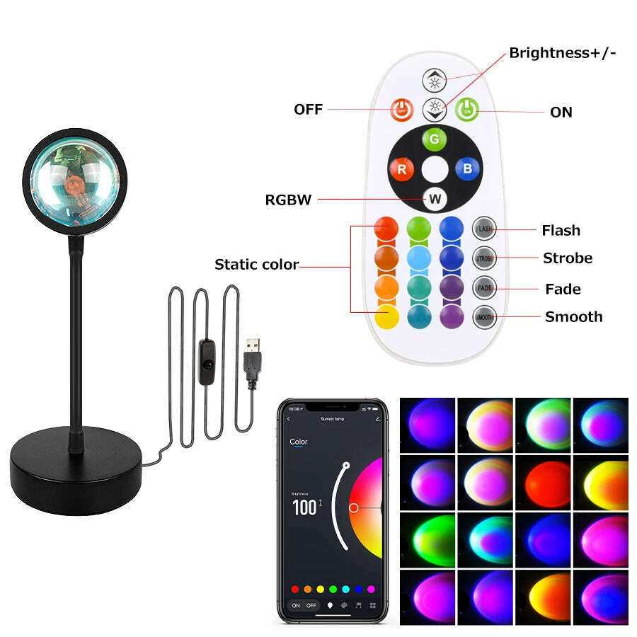 Smart Sunset Lamp Tuya LED Night Ligh USB RGB Smart Life APP Remote Projection For Room Decoration Photography Festival Birth - KIMLUD