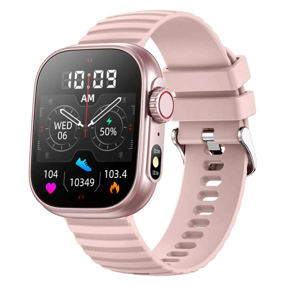 KIMLUD, Smart Watch Bracelet 2.01 AI Voice Sleep Heart Rate Blood Pressure Bluetooth Phone Music Fitness Women Men 100+ Sport Mode Watch, Pink, KIMLUD APPAREL - Womens Clothes