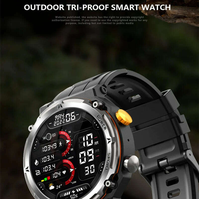 Smart Watch C21 Pro Men Rugged Outdoor Sport Bluetooth Call Voice Assistant 1.39inch Fitness Tracker Heart Rate Smartwatch - KIMLUD