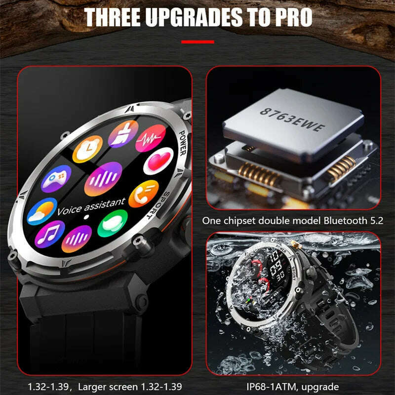 Smart Watch C21 Pro Men Rugged Outdoor Sport Bluetooth Call Voice Assistant 1.39inch Fitness Tracker Heart Rate Smartwatch - KIMLUD