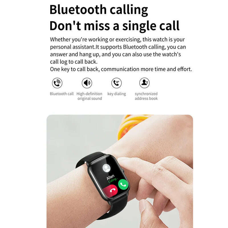 Smart Watch Women Men Bluetooth Call Voice Assistant Message Push Blood Pressure Oxygen Heart Rate Monitor Smartwatch Hebrew - KIMLUD