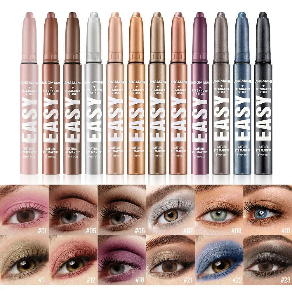 Smoke Rose Eyeshadow Pencil Glitter High-gloss Silkworm Liner Pen Highlighter Bronze Shimmer Matte Eye Shadow Stick Makeup - KIMLUD