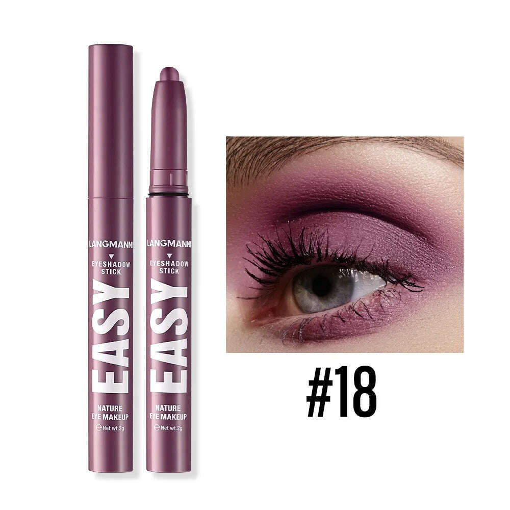 KIMLUD, Smoke Rose Eyeshadow Pencil Glitter High-gloss Silkworm Liner Pen Highlighter Bronze Shimmer Matte Eye Shadow Stick Makeup, 18, KIMLUD APPAREL - Womens Clothes