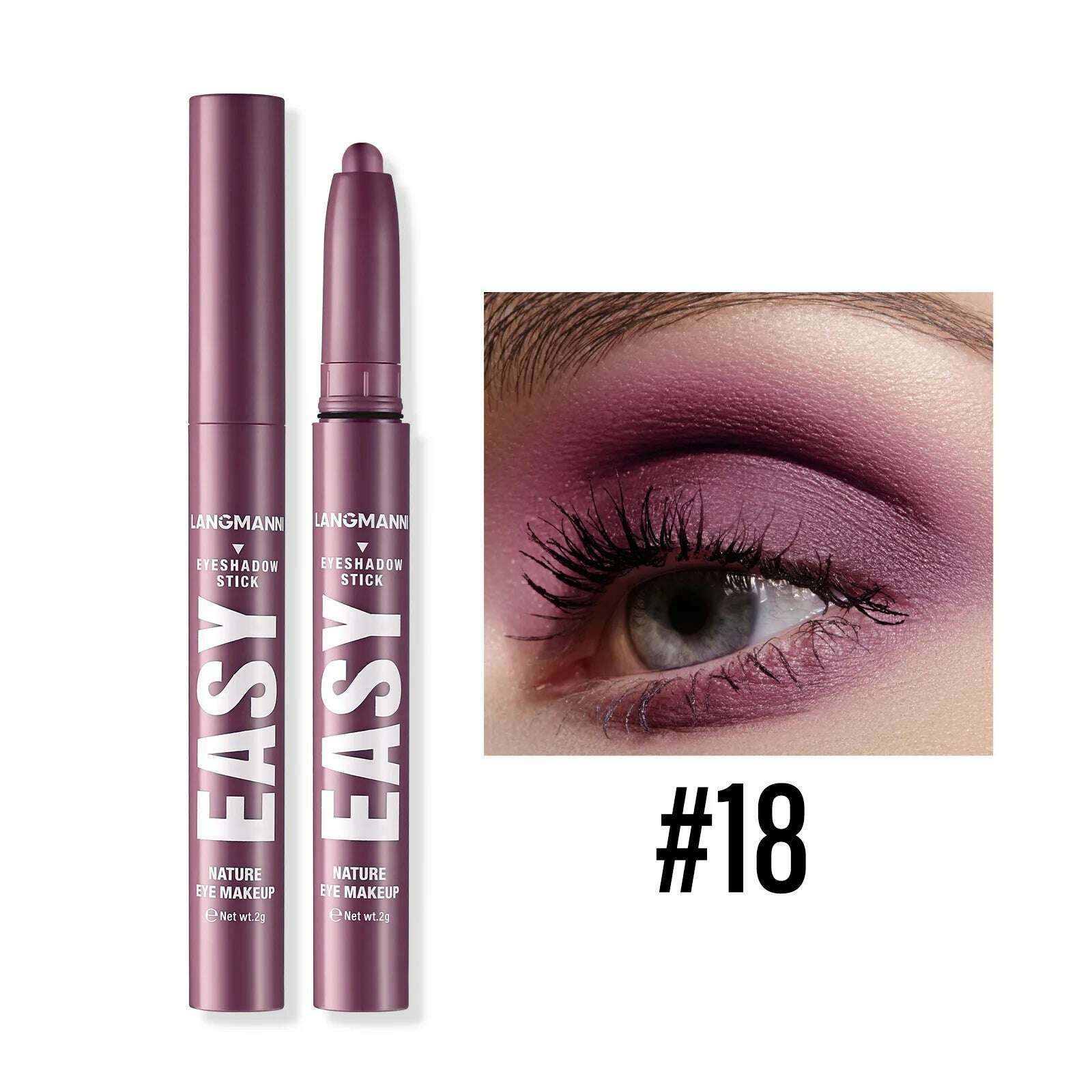 KIMLUD, Smoky Rose Purple Eyeshadow Pencil Glitter Shimmer Highlighter&Eye Shadow Eyeliner Stick Bronze Matte Eye Shadow Stick Makeup, 18, KIMLUD APPAREL - Womens Clothes