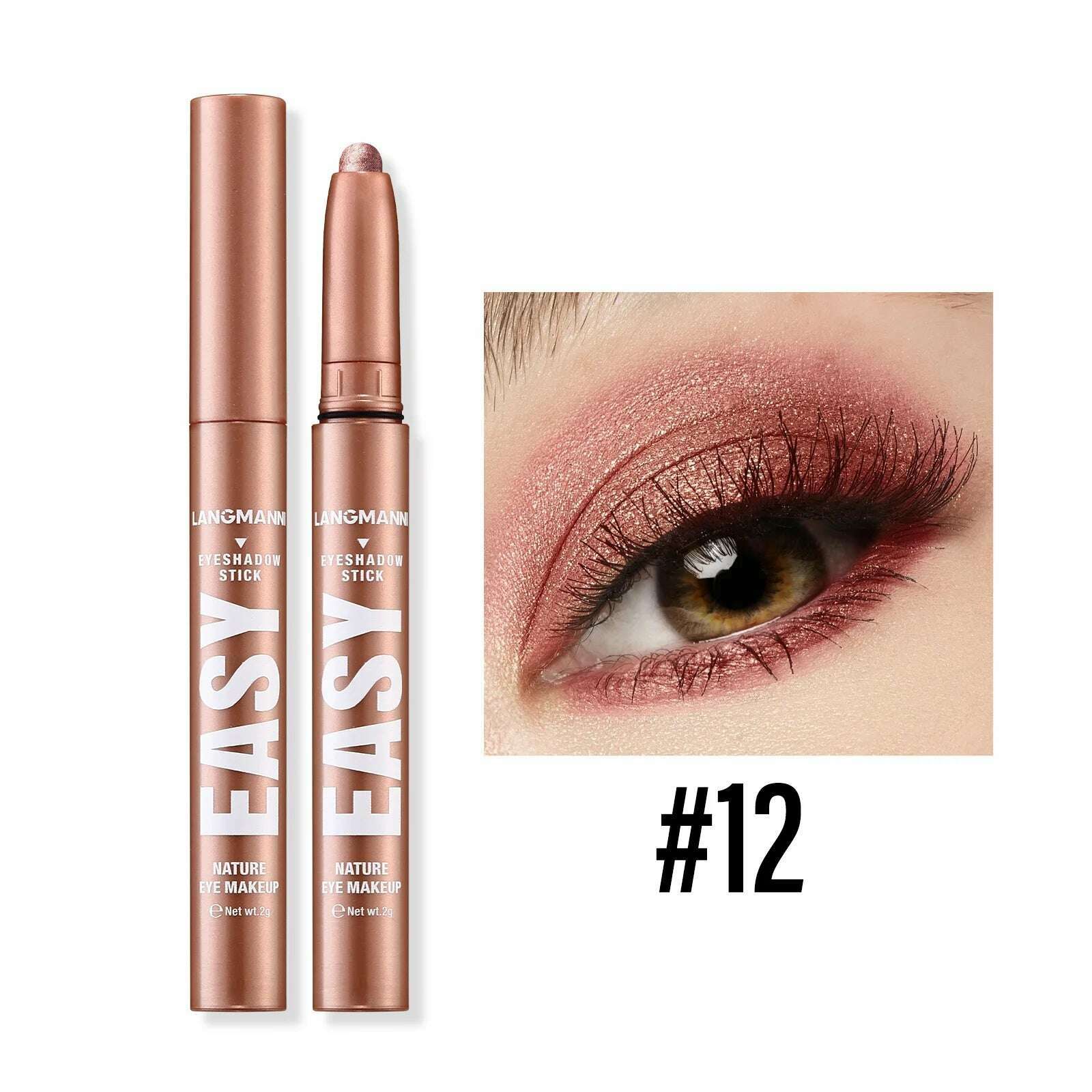 Smoky Rose Purple Eyeshadow Pencil Glitter Shimmer Highlighter&Eye Shadow Eyeliner Stick Bronze Matte Eye Shadow Stick Makeup - KIMLUD