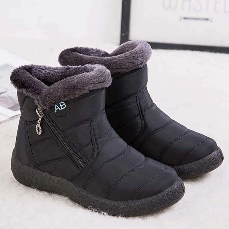 KIMLUD, Snow Women Boots Comfortable Women's Boots Waterproof Women Shoes Zipper Shoes Woman Soft Fur Women's Winter Boots Botas Mujer, KIMLUD Womens Clothes