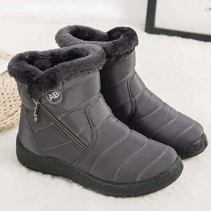 KIMLUD, Snow Women Boots Comfortable Women's Boots Waterproof Women Shoes Zipper Shoes Woman Soft Fur Women's Winter Boots Botas Mujer, KIMLUD Womens Clothes