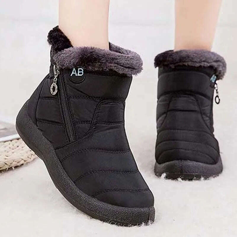 KIMLUD, Snow Women Boots Comfortable Women's Boots Waterproof Women Shoes Zipper Shoes Woman Soft Fur Women's Winter Boots Botas Mujer, KIMLUD Womens Clothes