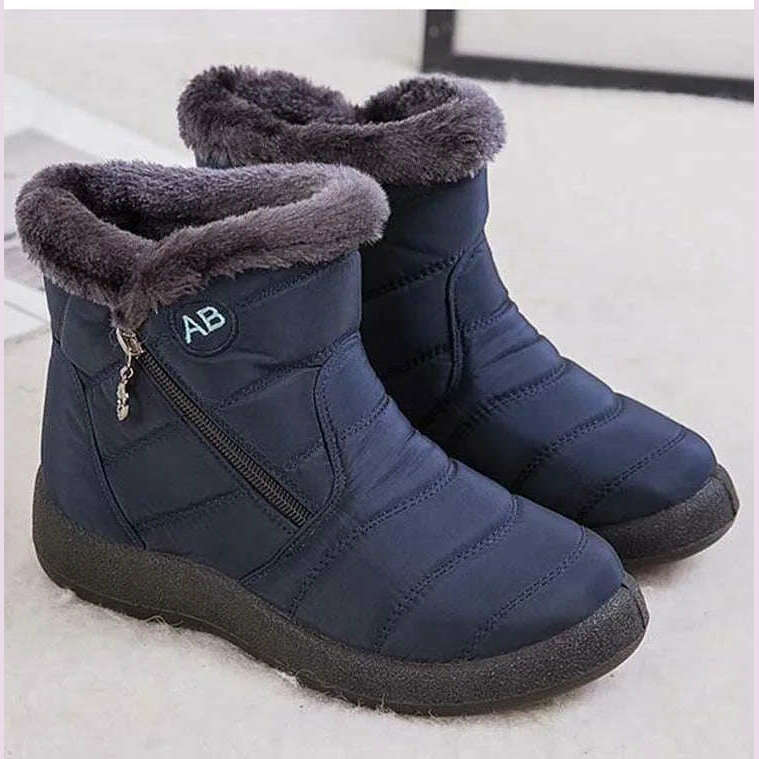 KIMLUD, Snow Women Boots Comfortable Women's Boots Waterproof Women Shoes Zipper Shoes Woman Soft Fur Women's Winter Boots Botas Mujer, KIMLUD Womens Clothes