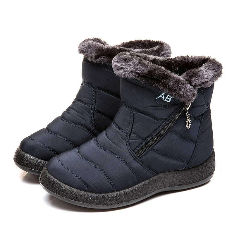 KIMLUD, Snow Women Boots Comfortable Women's Boots Waterproof Women Shoes Zipper Shoes Woman Soft Fur Women's Winter Boots Botas Mujer, BlueK05 / 37, KIMLUD APPAREL - Womens Clothes