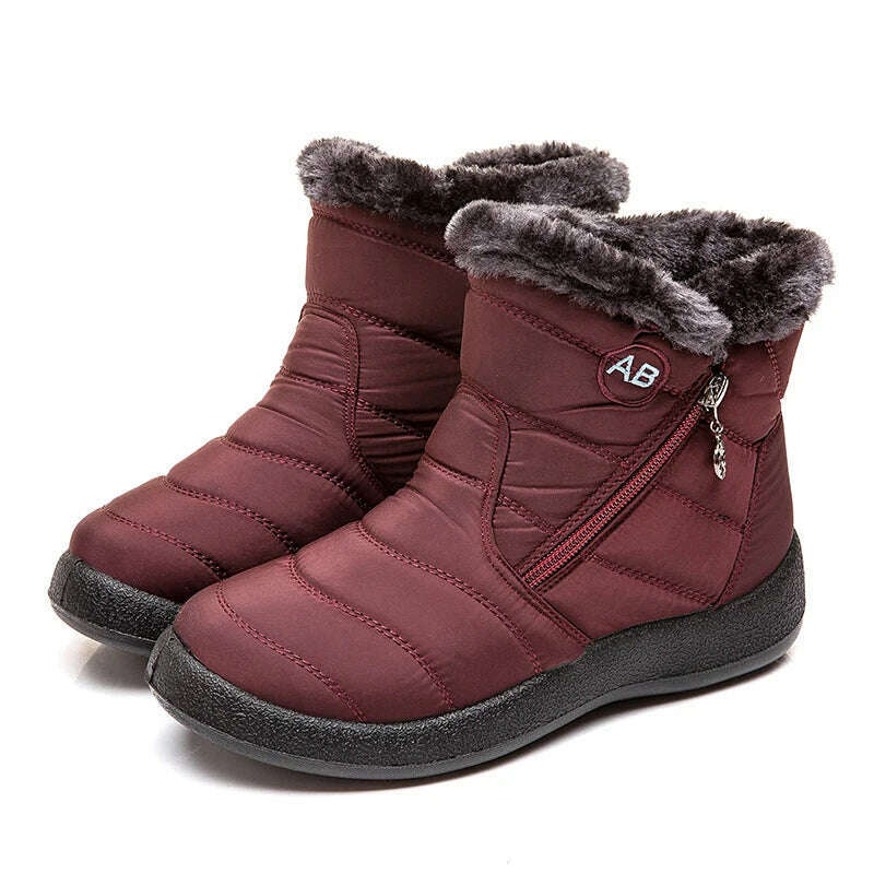 KIMLUD, Snow Women Boots Comfortable Women's Boots Waterproof Women Shoes Zipper Shoes Woman Soft Fur Women's Winter Boots Botas Mujer, RedK05 / 35, KIMLUD APPAREL - Womens Clothes