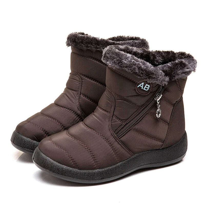 KIMLUD, Snow Women Boots Comfortable Women's Boots Waterproof Women Shoes Zipper Shoes Woman Soft Fur Women's Winter Boots Botas Mujer, BrownK05 / 35, KIMLUD APPAREL - Womens Clothes