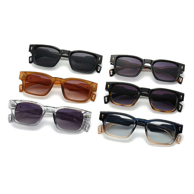 KIMLUD, SO&EI Retro Square Sunglasses Women Fashion Brand Designer Gradient Shades UV400 Men Trending Rivets Punk Sun Glasses, KIMLUD Womens Clothes