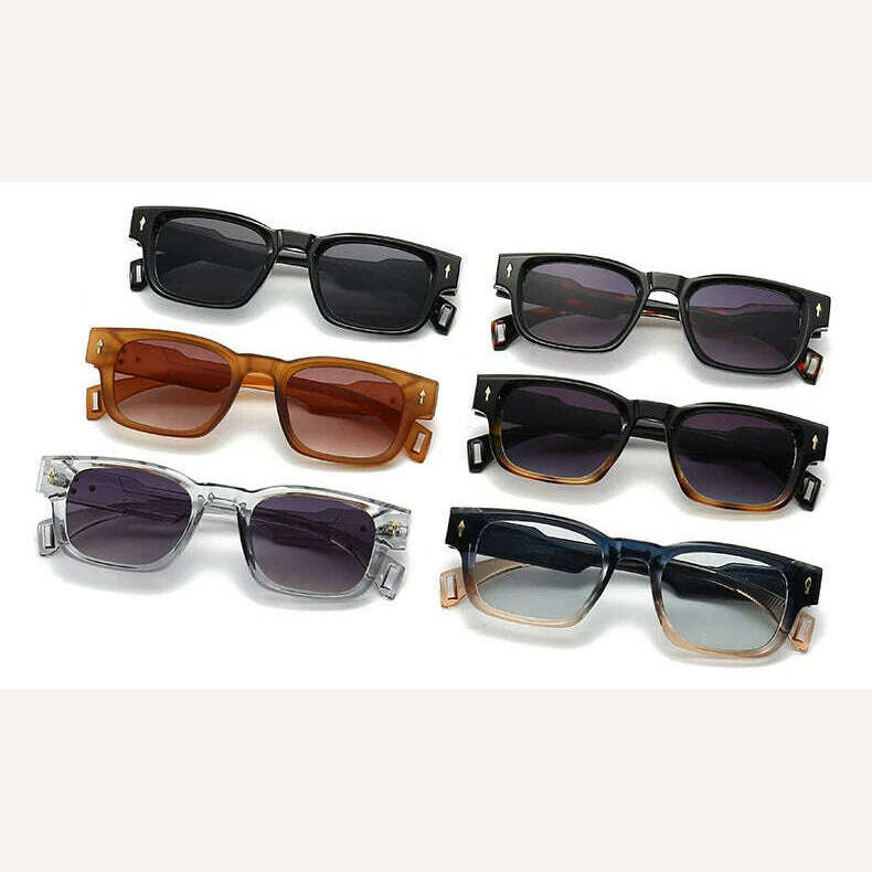 KIMLUD, SO&EI Retro Square Sunglasses Women Fashion Brand Designer Gradient Shades UV400 Men Trending Rivets Punk Sun Glasses, KIMLUD Womens Clothes