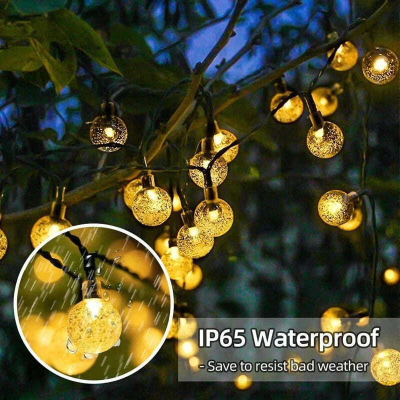 Solar Crystal Globe LED String Lights 60 LED 8 Lighting Modes IP65 Fairy Light Christmas Garland For Garden Party Decor 1pc/2pcs - KIMLUD