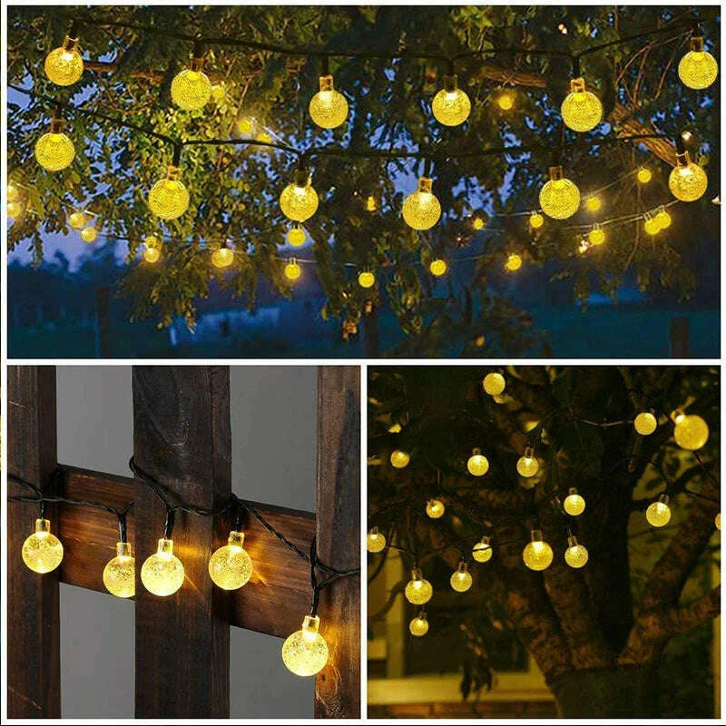 Solar Crystal Globe LED String Lights 60 LED 8 Lighting Modes IP65 Fairy Light Christmas Garland For Garden Party Decor 1pc/2pcs - KIMLUD