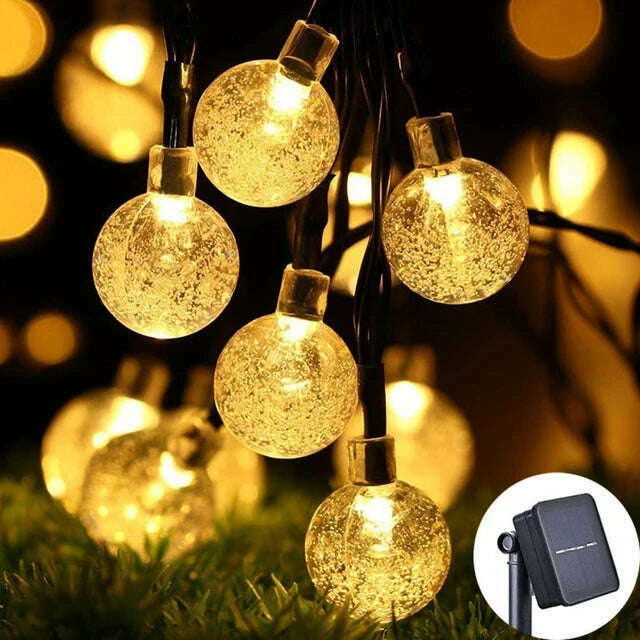 Solar Crystal Globe LED String Lights 60 LED 8 Lighting Modes IP65 Fairy Light Christmas Garland For Garden Party Decor 1pc/2pcs - KIMLUD