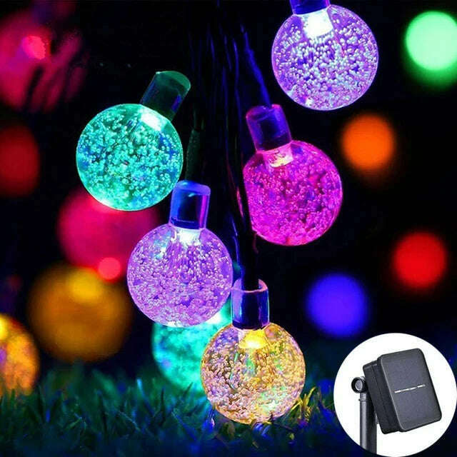 Solar Crystal Globe LED String Lights 60 LED 8 Lighting Modes IP65 Fairy Light Christmas Garland For Garden Party Decor 1pc/2pcs - KIMLUD