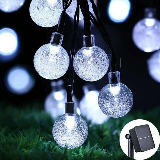 Solar Crystal Globe LED String Lights 60 LED 8 Lighting Modes IP65 Fairy Light Christmas Garland For Garden Party Decor 1pc/2pcs - KIMLUD