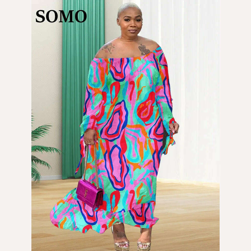 SOMO Plus Size Africa Maxi Dress New In Summer Dresses Formal Loose Floral Print ElegantOutfits Wholesale Dropshipping 2023 - KIMLUD