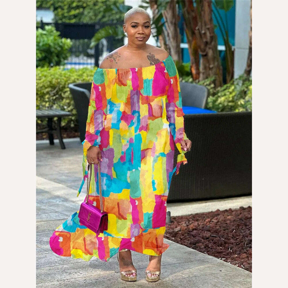 SOMO Plus Size Africa Maxi Dress New In Summer Dresses Formal Loose Floral Print ElegantOutfits Wholesale Dropshipping 2023 - KIMLUD