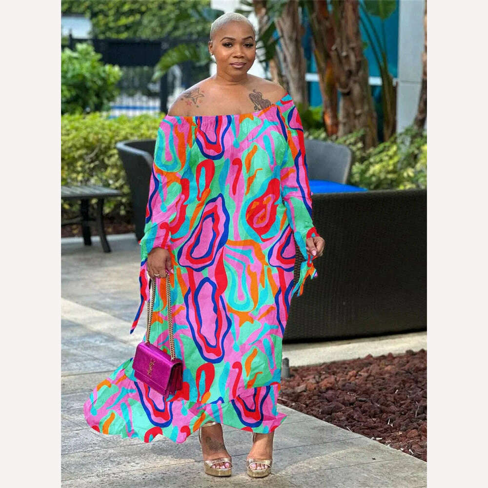 SOMO Plus Size Africa Maxi Dress New In Summer Dresses Formal Loose Floral Print ElegantOutfits Wholesale Dropshipping 2023 - KIMLUD