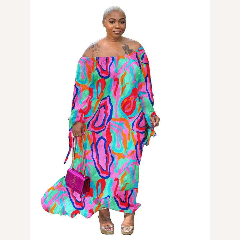 SOMO Plus Size Africa Maxi Dress New In Summer Dresses Formal Loose Floral Print ElegantOutfits Wholesale Dropshipping 2023 - KIMLUD