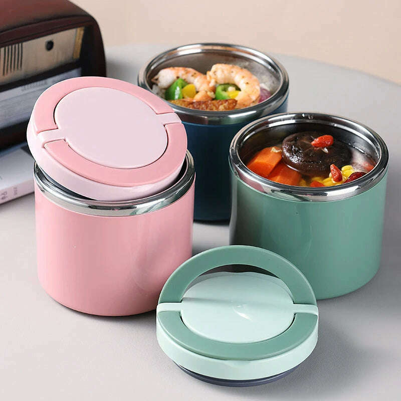 Soup Thermos Food Jar Insulated Lunch Container Bento Box for Cold Hot Food Food Flask Stainless Steel Lunch Box With Handle - KIMLUD