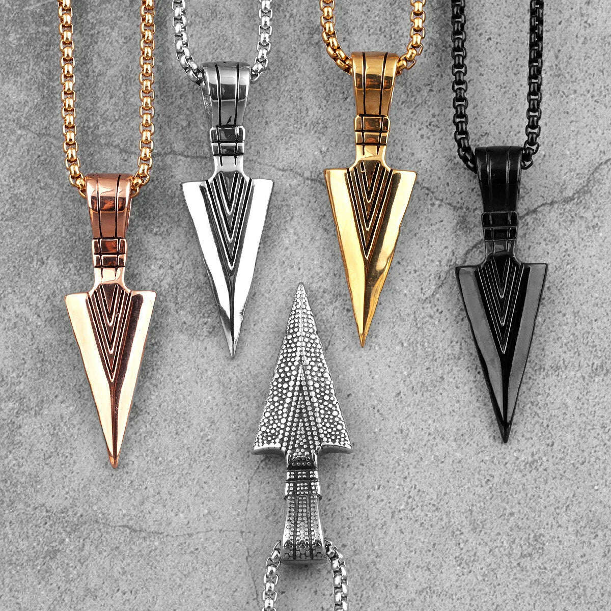 Spartan Spearhead Long Men Necklaces Pendants Chain Punk for Boyfriend Male Stainless Steel Jewelry Creativity Gift - KIMLUD