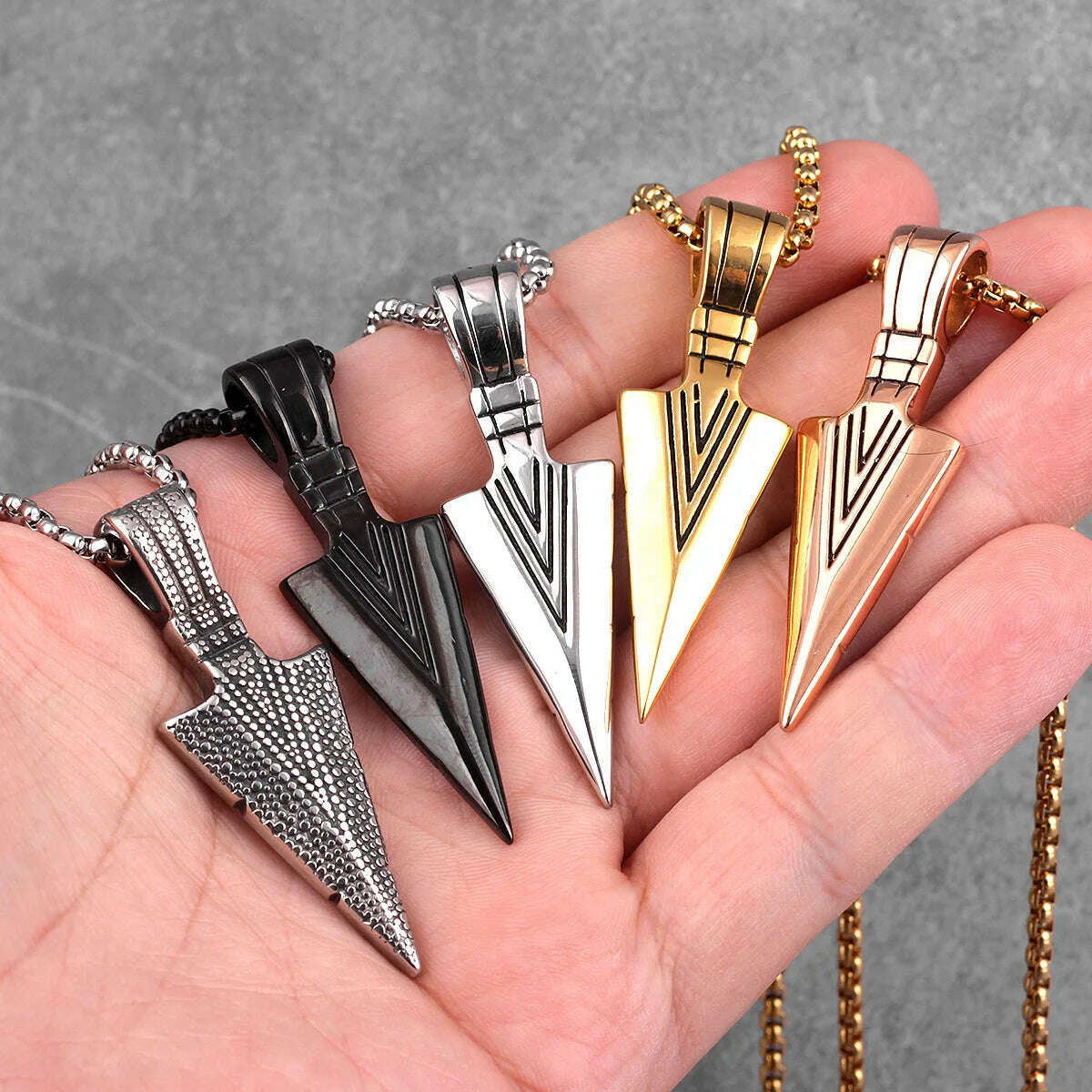 Spartan Spearhead Long Men Necklaces Pendants Chain Punk for Boyfriend Male Stainless Steel Jewelry Creativity Gift - KIMLUD