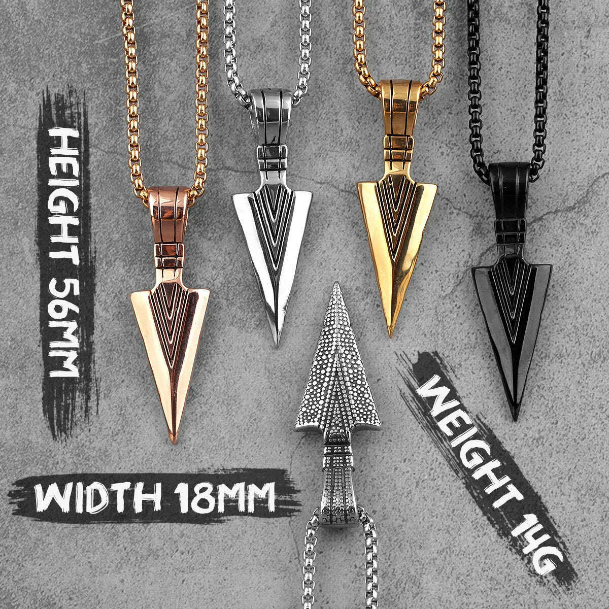 KIMLUD, Spartan Spearhead Long Men Necklaces Pendants Chain Punk for Boyfriend Male Stainless Steel Jewelry Creativity Gift, KIMLUD Womens Clothes