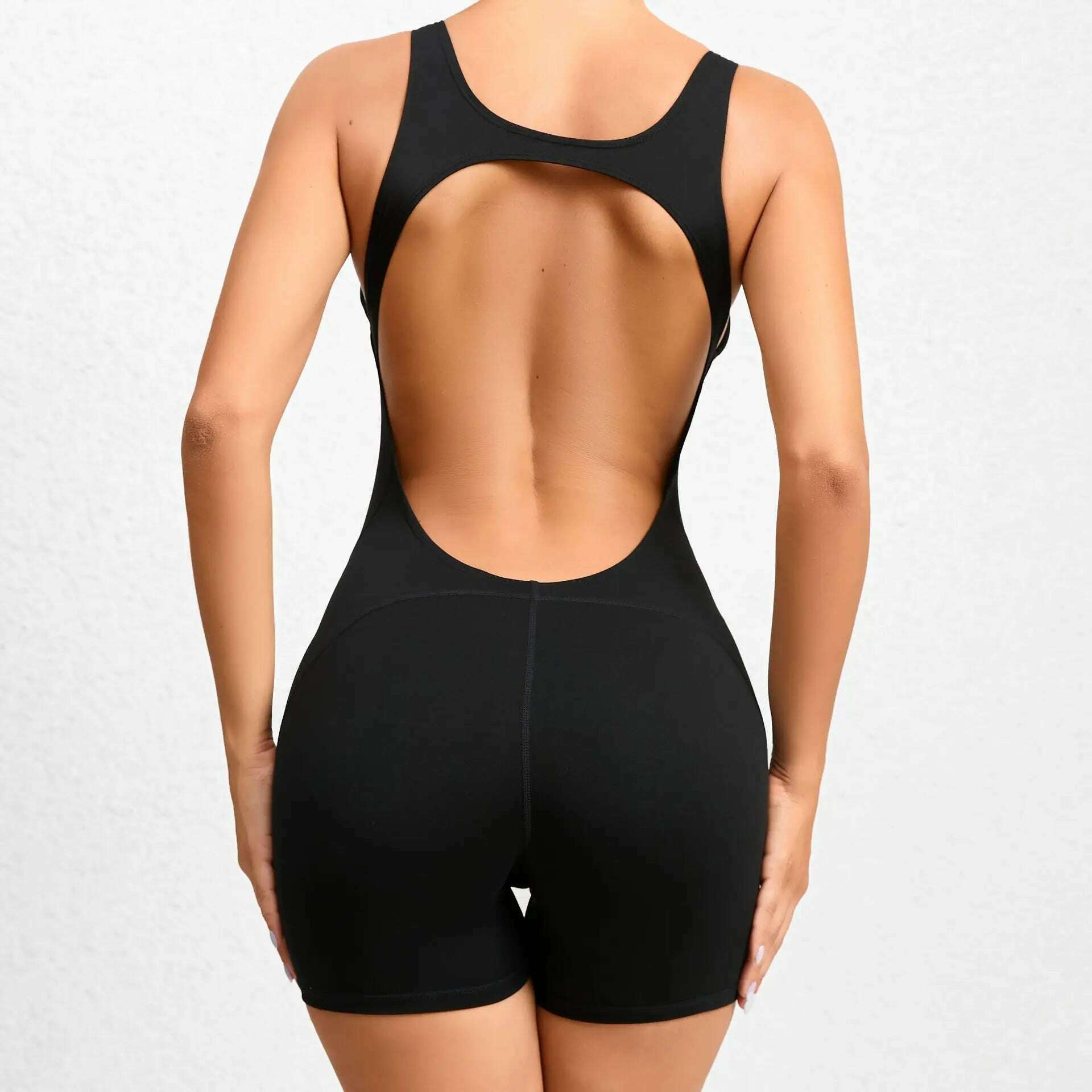 Sporty Jumpsuit Women Gym Yoga Clothing Lycra Short Fitness Overalls Backless Workout Clothes for Women Sport Set Activewear New - KIMLUD