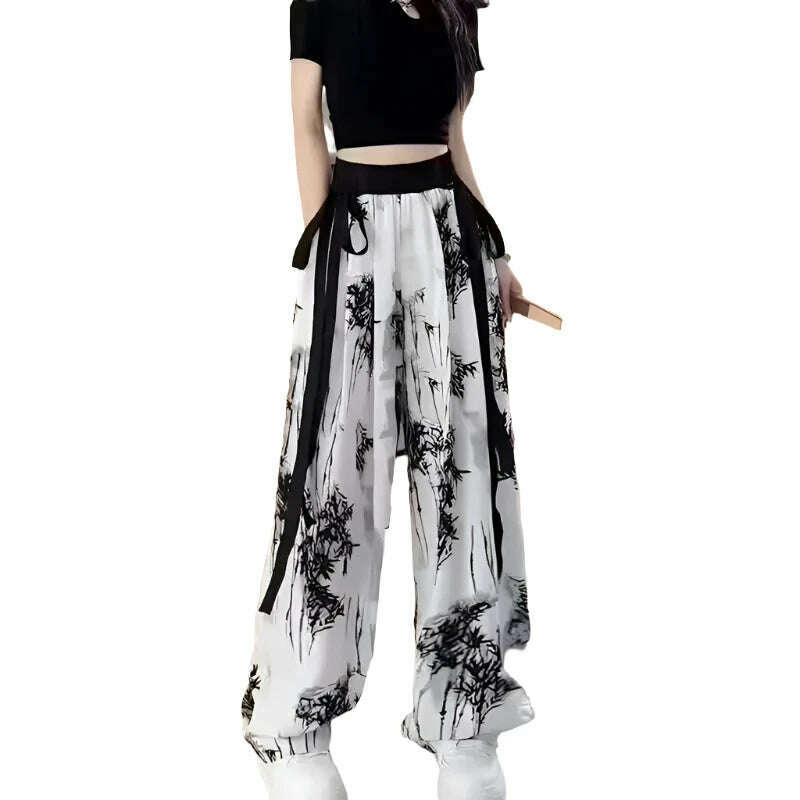 KIMLUD, Spring and Autumn Set Women's Korean Design Long Sleeved Top+Tank Top+Ink Wide Legged Pants Three Piece Set Trendy, pants / XL 60-67.5KG, KIMLUD APPAREL - Womens Clothes