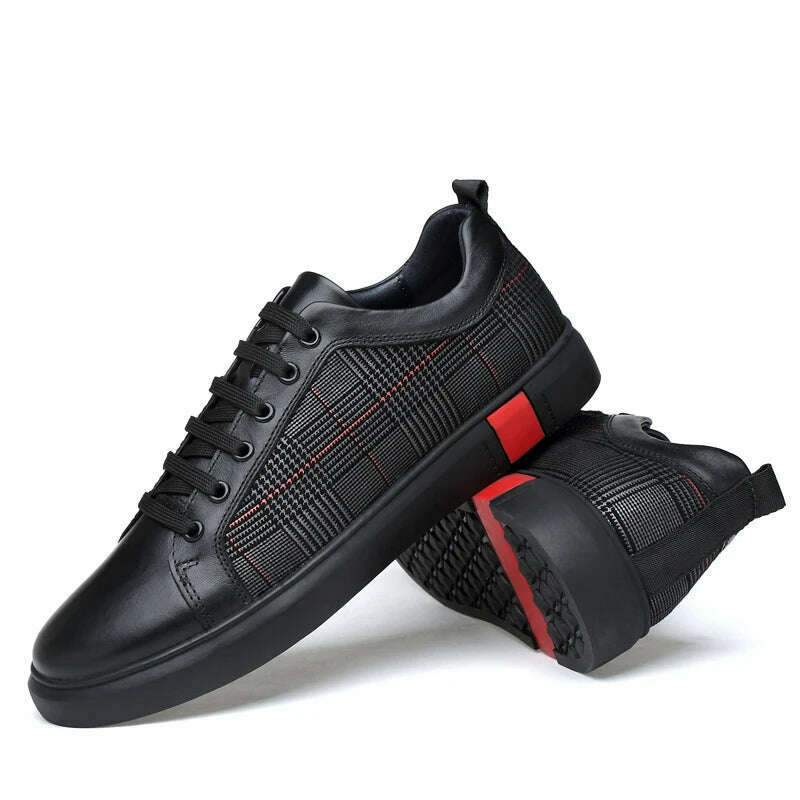 Spring Stripes Genuine Leather Men's Shoes Luxury Brand Mens Casual Shoes Cowhide Male Footwear Business Formal Shoes for Man - KIMLUD