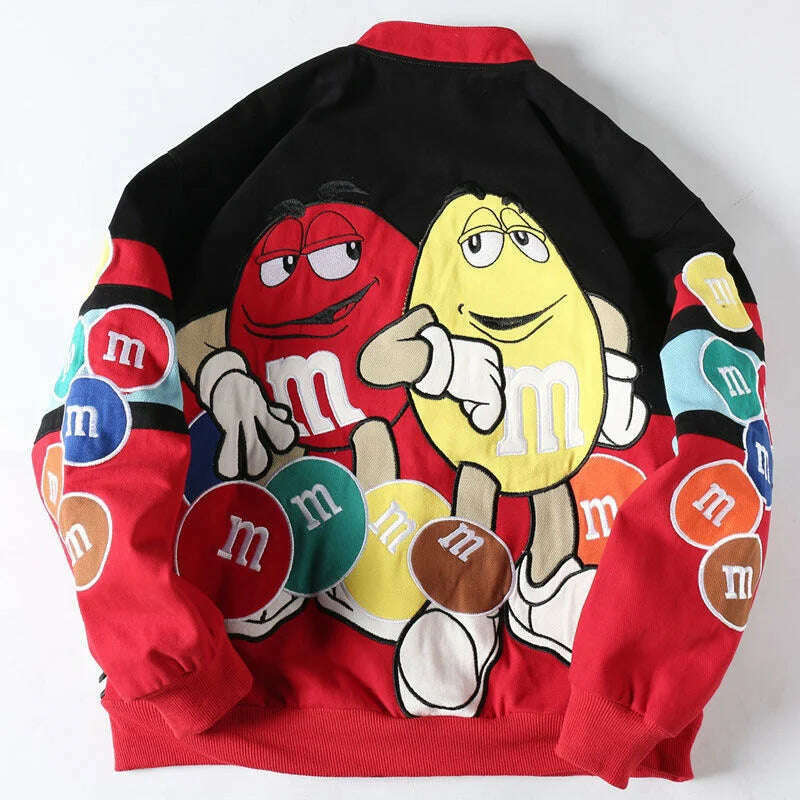 Spring Winter Red Embroidery Baseball Jacket Men Women Loose Bomber CoatStreetwear Long Sleeve Thicken Quilted Outerwear - KIMLUD