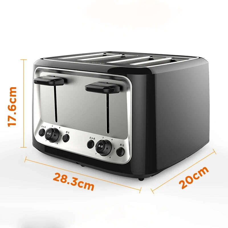 Stainless steel electric toaster household automatic baking bread maker breakfast machine toast sandwich grill 4 slice Pancake - KIMLUD