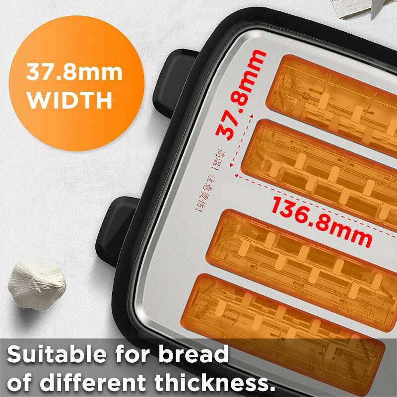 Stainless steel electric toaster household automatic baking bread maker breakfast machine toast sandwich grill 4 slice Pancake - KIMLUD