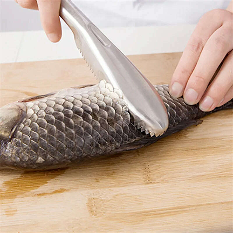 Stainless Steel Fish Scale Cleaner Scraper Fish Scale Peeler Remover Tool Fish Skin Steel Fish Shaver Remover Cleaning Brush - KIMLUD