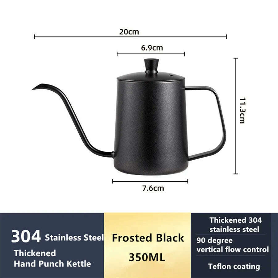 KIMLUD, Stainless Steel Hand Brewing Pot, Coffee Lug, Filter Cup, Long Spout, Fine Mouth Pot, Home Coffee Utensils, 350ML 1, KIMLUD APPAREL - Womens Clothes