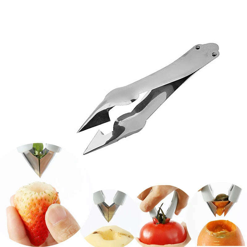 KIMLUD, Stainless Steel Strawberry Huller Fruit Peeler Pineapple Corer Slicer Cutter Kitchen Knife Gadgets Pineapple Slicer Clips New, KIMLUD Womens Clothes