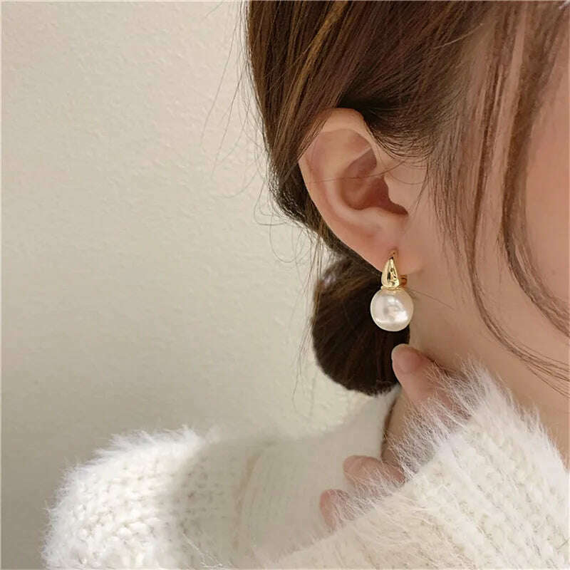 KIMLUD, Statement Minimalist Gold Silver Color Mixed Solid Heart Pendant Hoop Earrings Street Style Korean Fashion Jewelry, 615, KIMLUD APPAREL - Womens Clothes