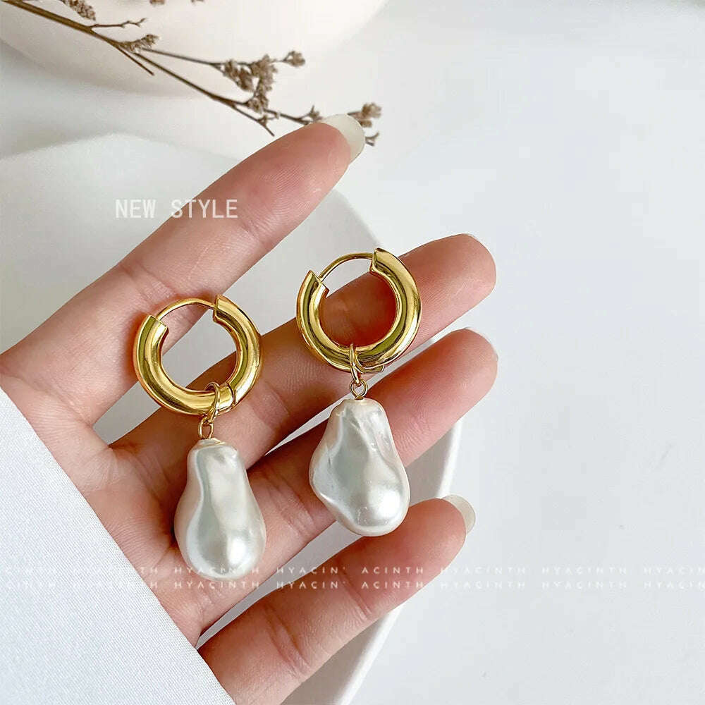 KIMLUD, Statement Minimalist Gold Silver Color Mixed Solid Heart Pendant Hoop Earrings Street Style Korean Fashion Jewelry, 611, KIMLUD APPAREL - Womens Clothes