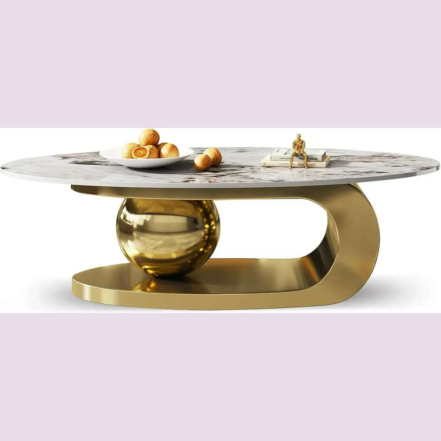 KIMLUD, Stone Coffee Table with Abstract Gold Metal Base - Perfect Centerpiece for Stylish Living Rooms-Gold,51" Lx28 Wx16.5, KIMLUD Womens Clothes