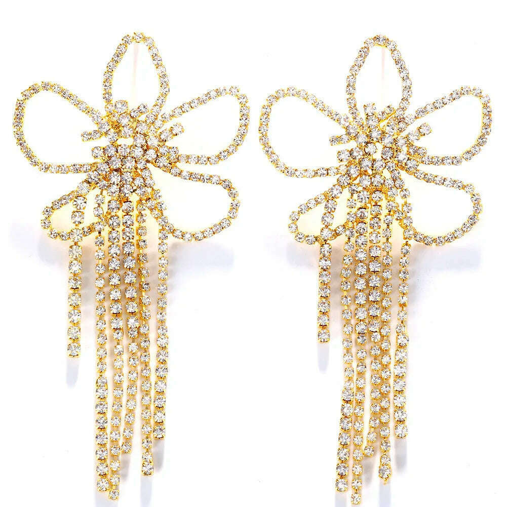 Stonefans Exaggerated Colorful Flower Earrings Fashion Long Tassel Drop Earring for Festival Drag Queen Jewelry - KIMLUD