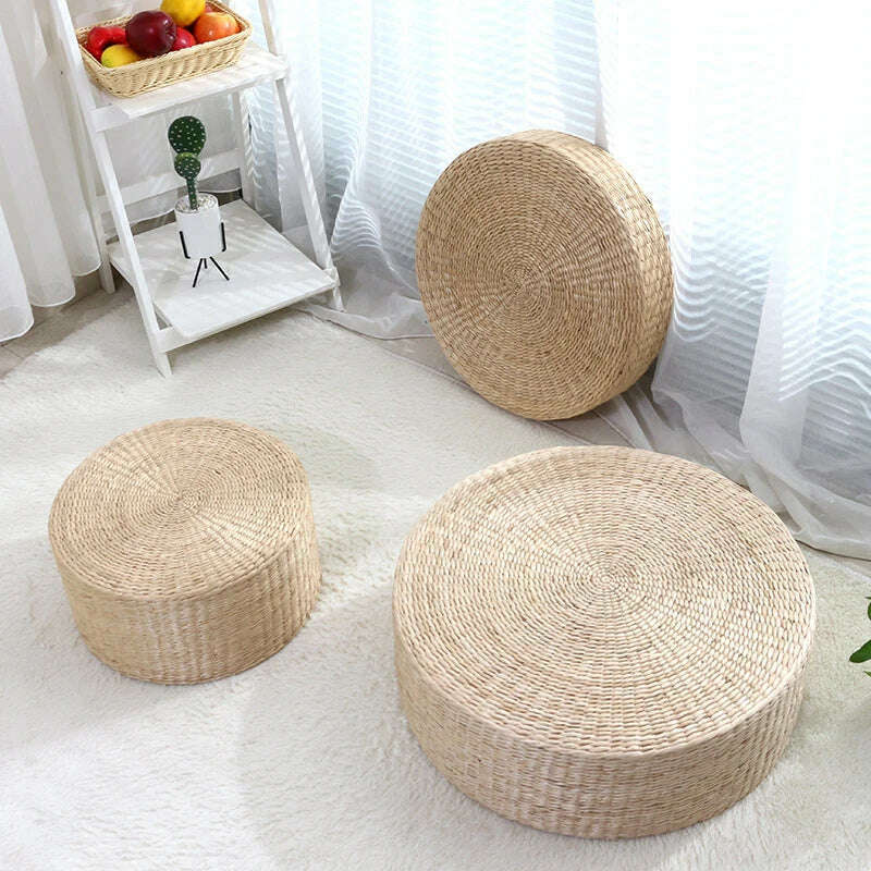 KIMLUD, Straw Pouf Seat Mat Meditation Ottoman Home Decor Cushion Buckwheat Floor Seat Cushion Rustic Floor Cushion, KIMLUD Womens Clothes